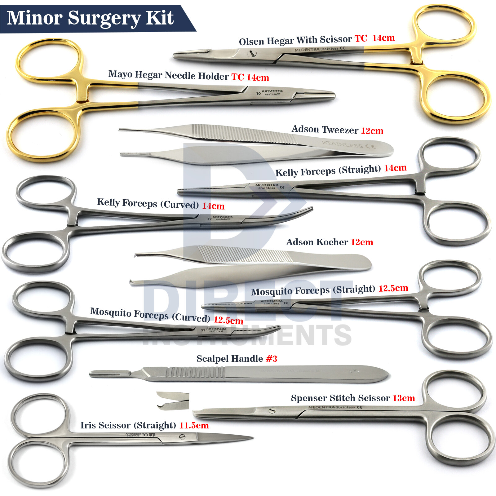 11Pcs Minor Surgery Kit Surgical Instruments Student Dissecting Suture Removal