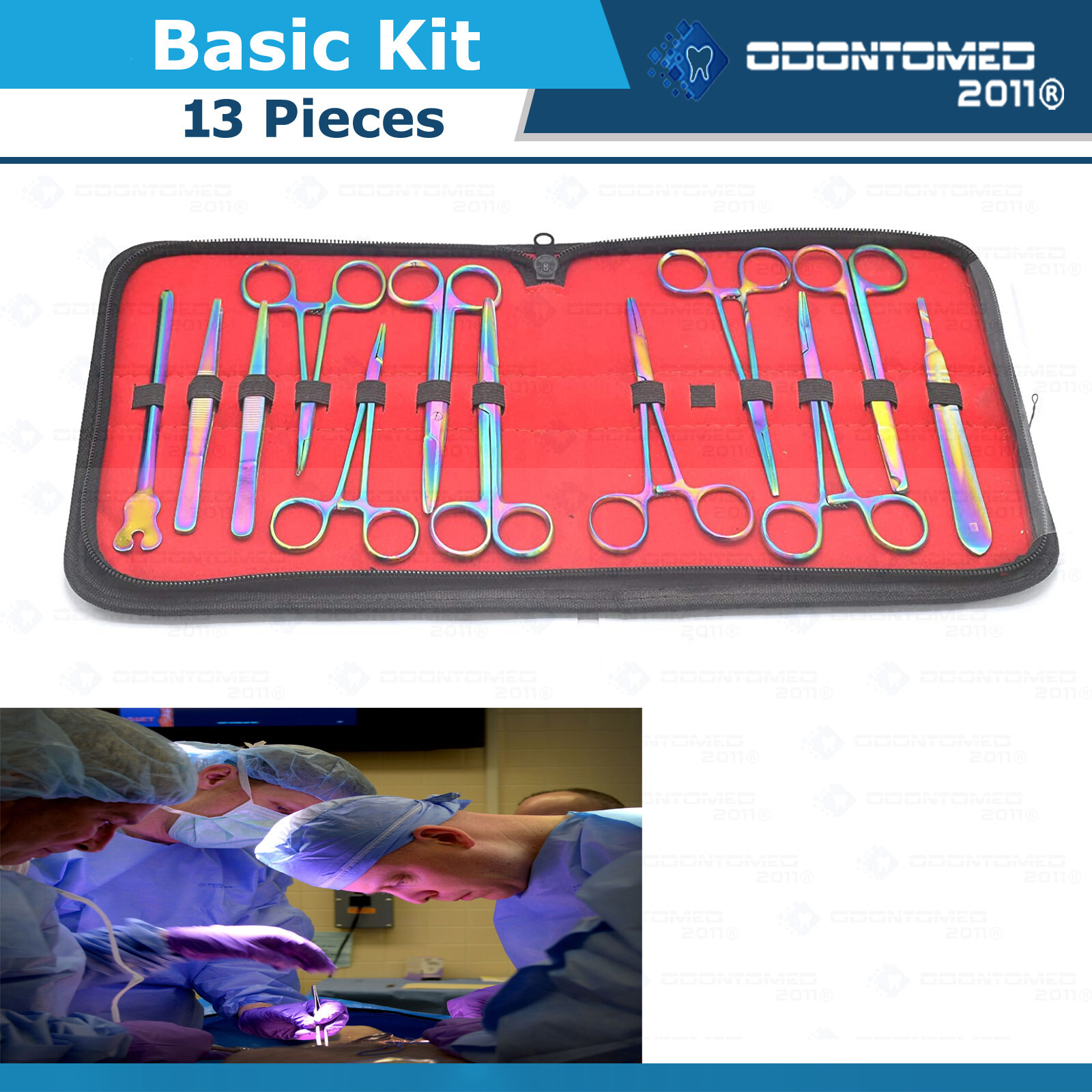 Multi 13 Pcs Primary Surgical Kit Scalpel, Scissor, Forceps, Needle Holder ODM
