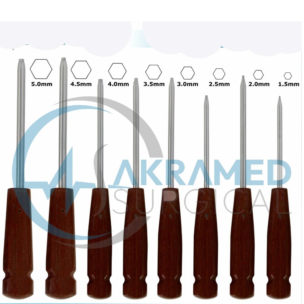 Bone Screwdriver Hex Head 8 pcs Set Surgical Veterinary orthopedics Instruments