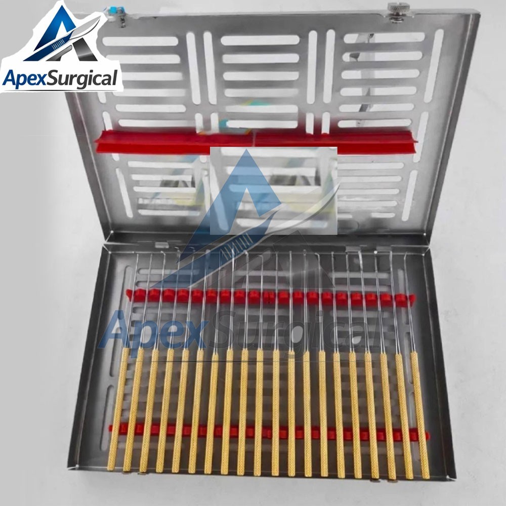 Rhoton Micro Dissector Set 20 Pieces with Gold Neurosurgery Surgical Instruments