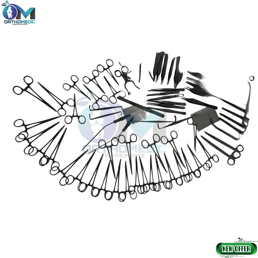 72 Pcs Plastic Surgery Surgical instruments Kit BLACK COATED
