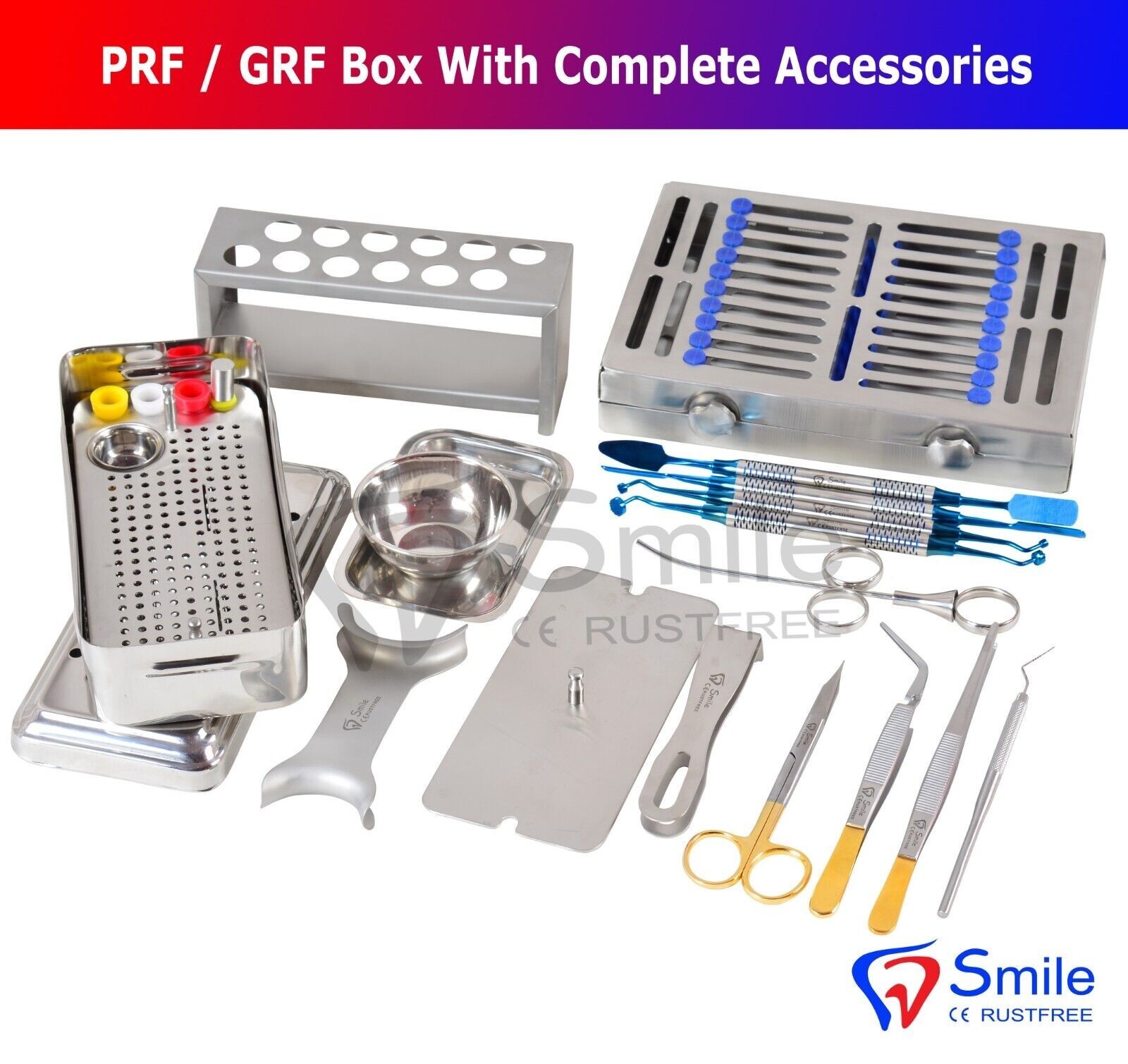 PRF GRF Box Dental Implant Membrane Surgery Bone Graft Instruments Complete Kit