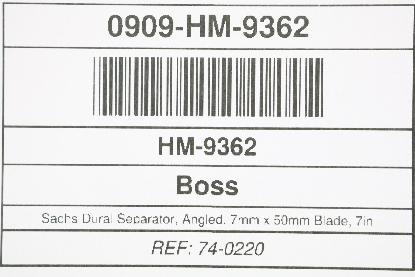 Boss 74-0220 Sachs Dural Separator, Angled, 7mm x 50mm Blade, 7in
