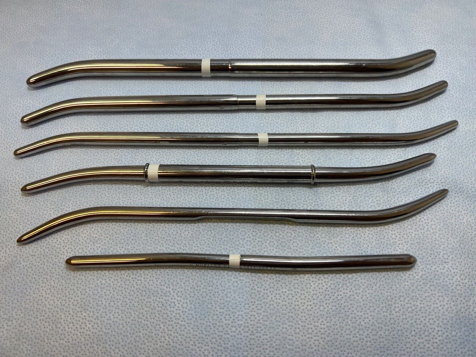 Lot Of 6 V. Mueller Uterine Hank Dilators 7/8, 19/20, 21/23, 25/27, 29/31, 37/39