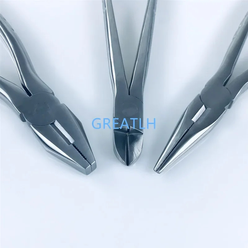 Veterinary Kirschner Wire Cutter Flat Nose Pliers with Serrated Jaws Bone Forcep