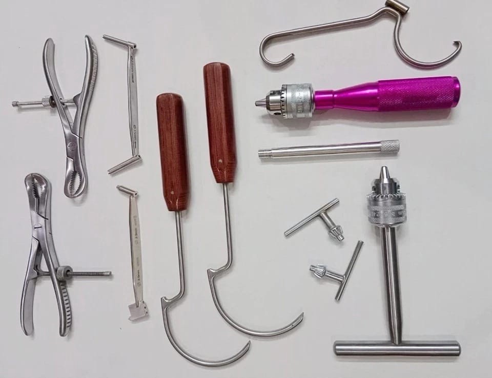Assorted Orthopedic Surgical Instruments Set Bone Awl Cutter File Retractors