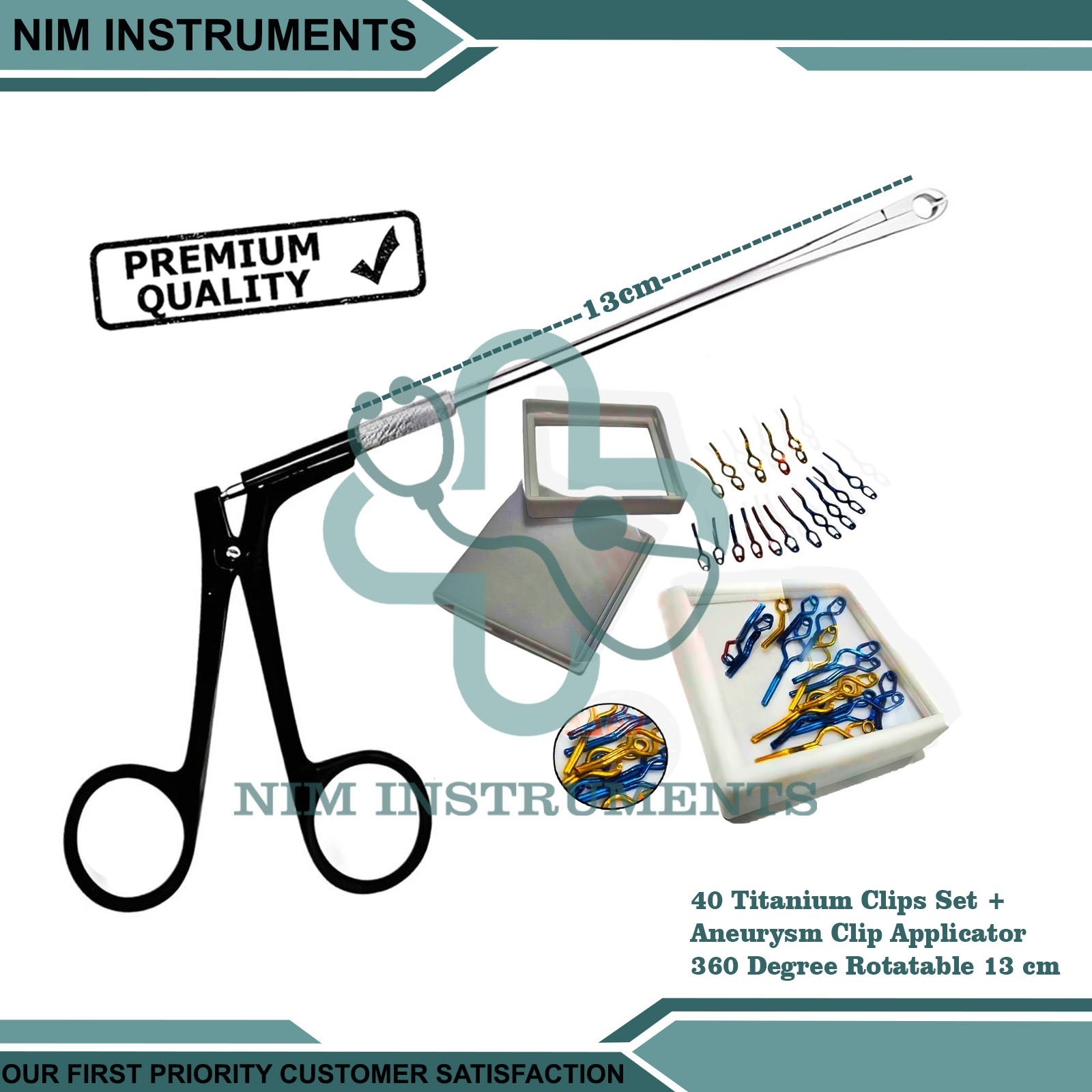 Aneurysm Titanium Clips Set | 40 Clips + Aneurysm Clip Applicator Instruments