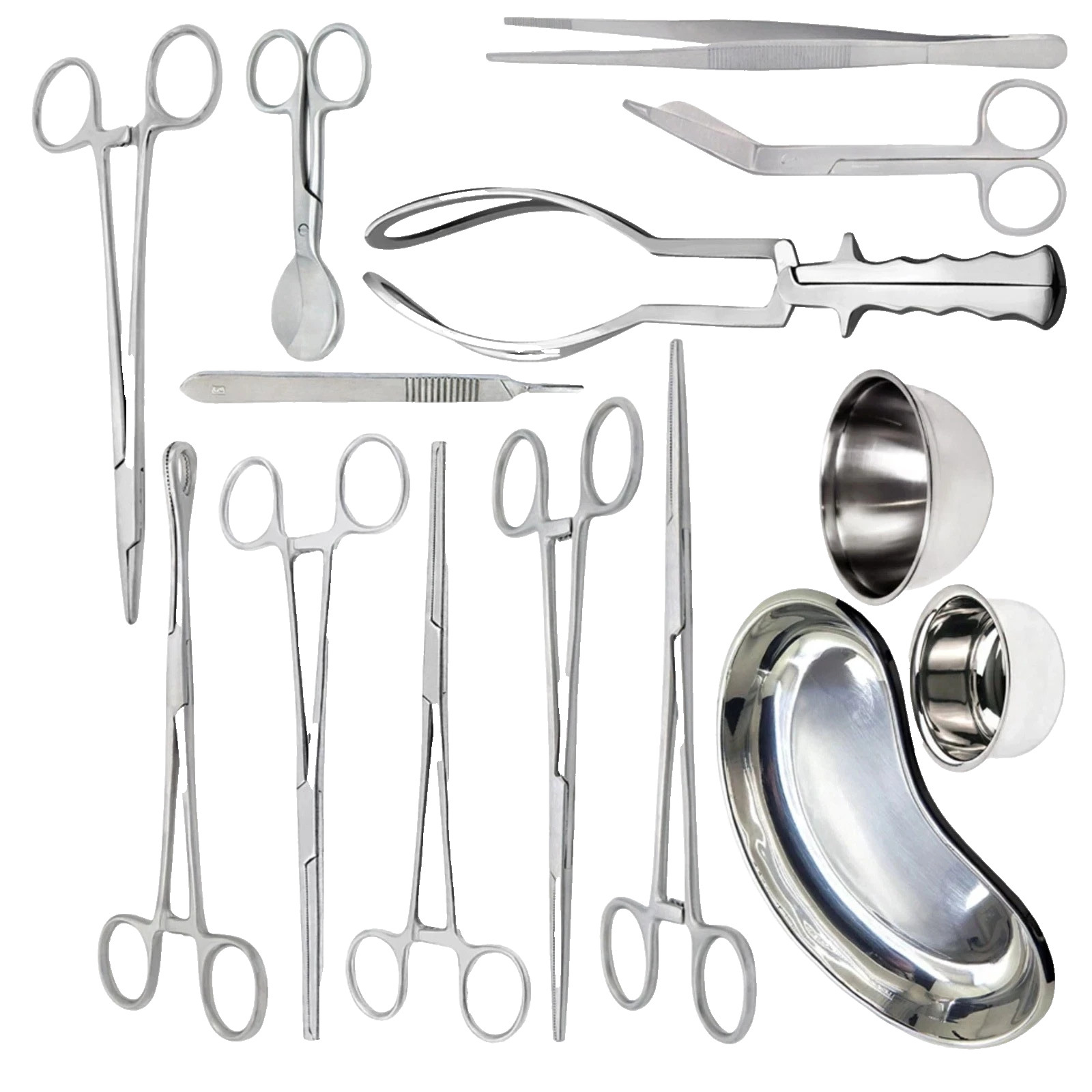 16 Pcs Basic Delivery Set Stainless Gynecology Surgical Instruments German Grade