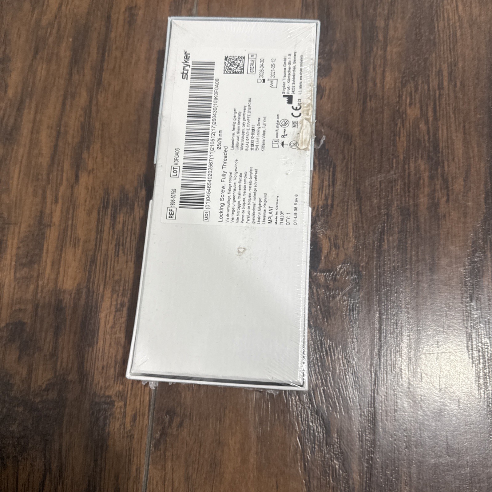 STRYKER 1896-5075S Locking Screw, Fully Threaded