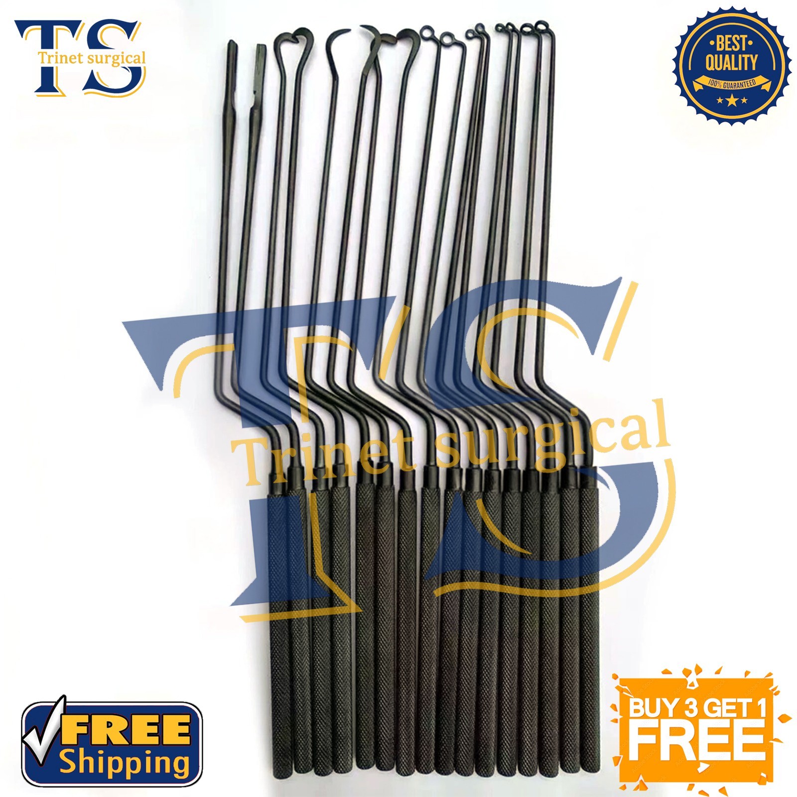 New Hardy Pituitary Neuro Curettes Black Set of 16 Premium Surgical Instruments