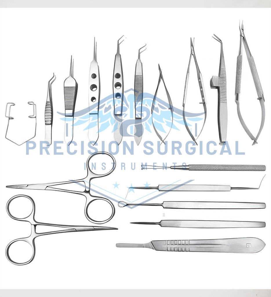 Cataract Eye Surgery Set of 17 Pcs Ophthalmic Instruments Stainless Steel CE