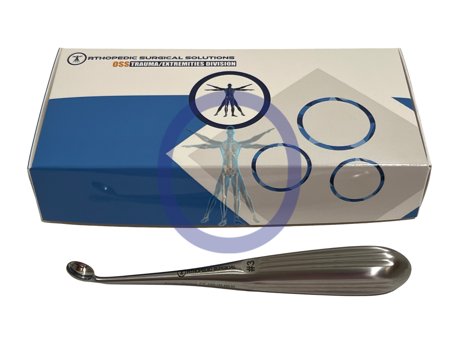 Orthopedic Surgical Bruns Curette 7”, Angled, Oval, # 3 *NEW*