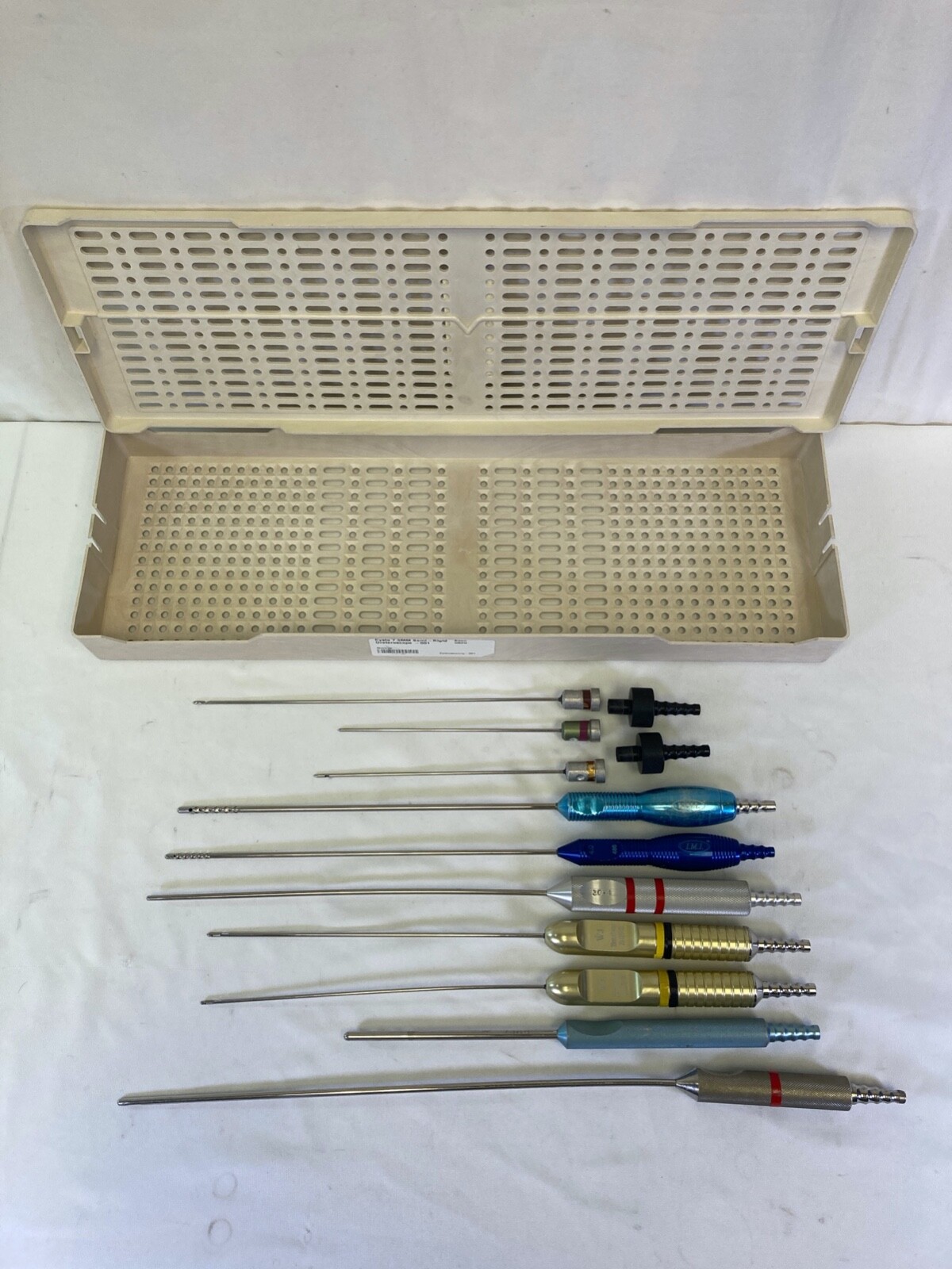 Set of 12 Liposuction Cannulas w/ Sterilization Case & Adapters Plastic Surgery