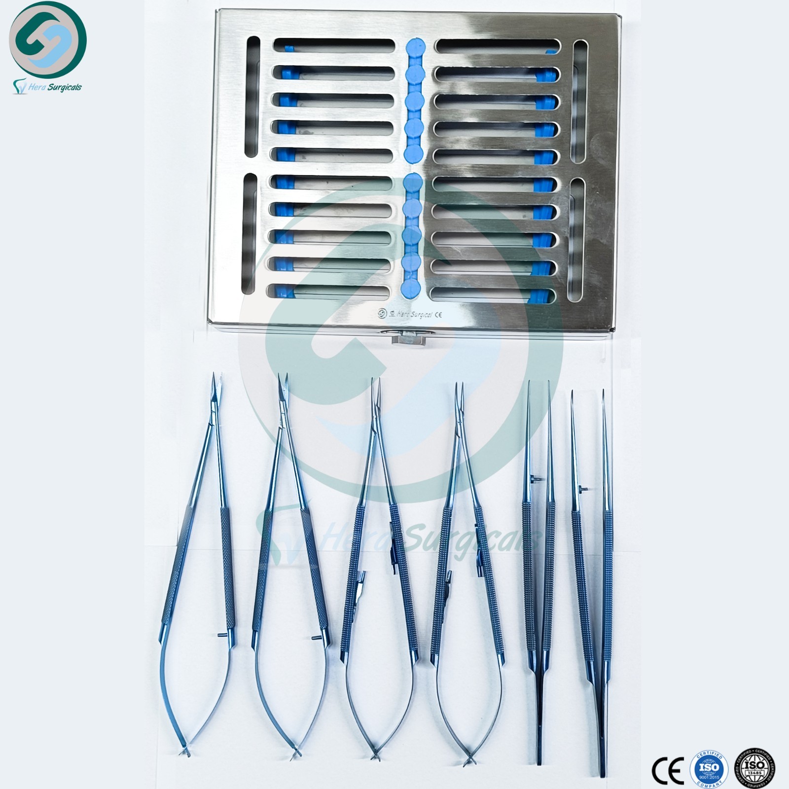 Micro Surgery Instrument Set Titanium 6 PCS with Stainless Steel Cassette 18cm