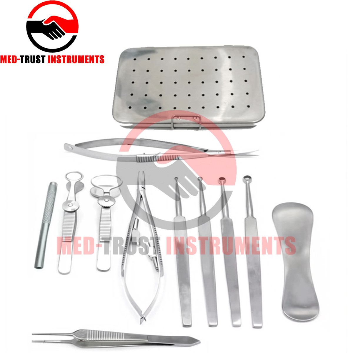Chalazion Surgery Instruments Set 12 Pcs With Stainless Steel Box