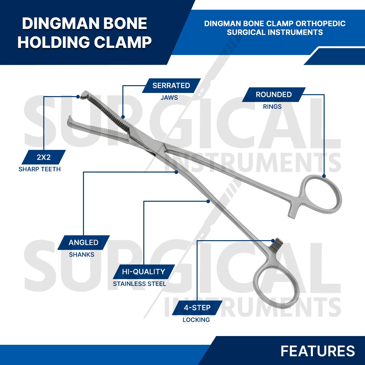 DINGMAN Bone Clamp Forceps 7.5″ Orthopedic Surgical Instruments German Grade