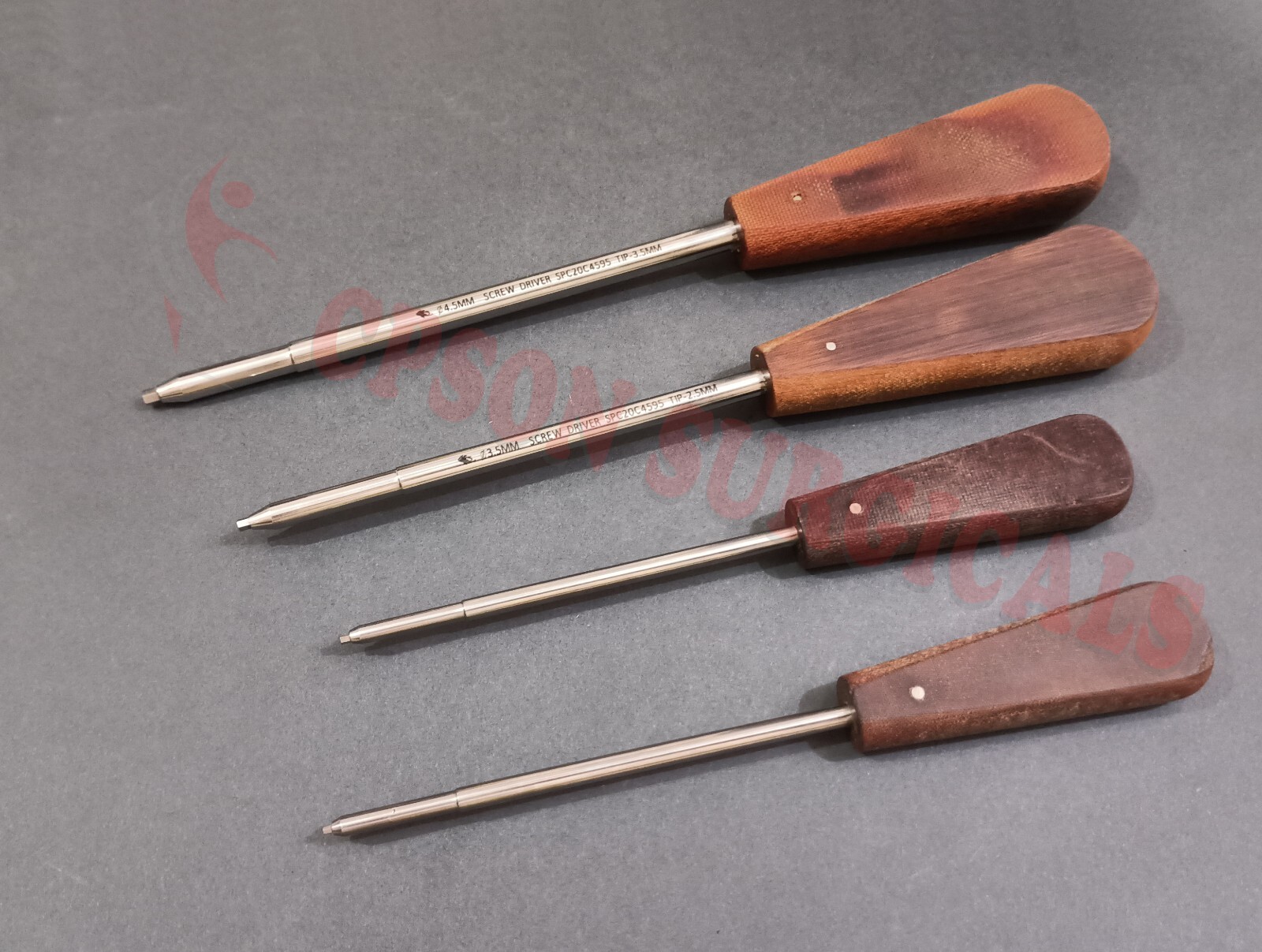 Screw Driver with Tip 1.5, 2.0, 2.5, 3.5mm (Pack of 4 Size) Surgical Instrument