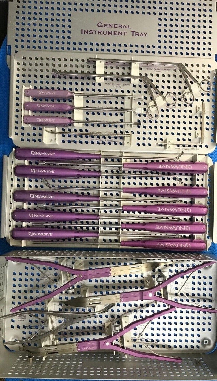 Nuvasive GENERAL Instruments Tray set 3 tear tray complete set spine, ortho