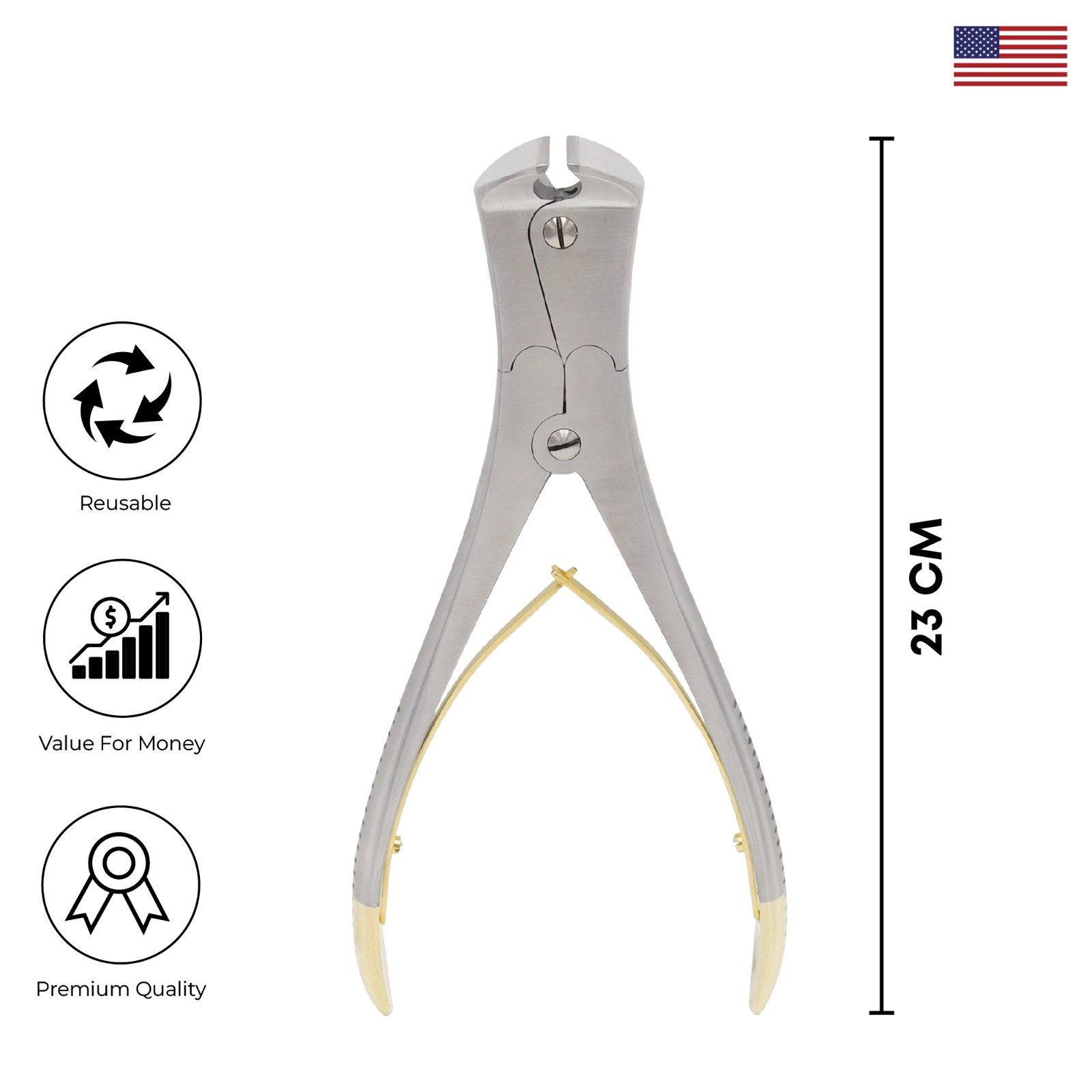Wire Cutting Plier 23 cm Cuts Up to 2.5 mm TC Surgical Wire Cutters Instruments