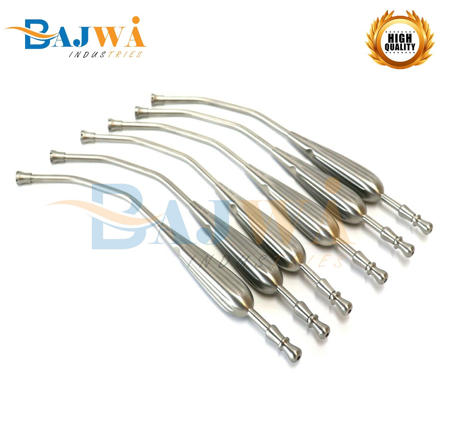 Yankauer Suction Tube 6 Pieces Set Stainless Steel 27 Cm Long