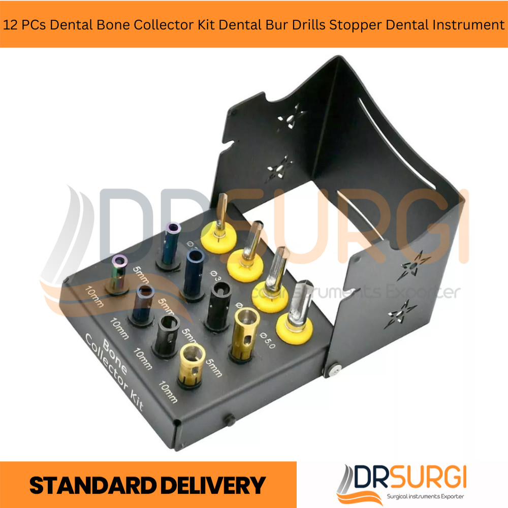 12 PCs Dental Bone Collector Kit Dental Bur Drills Stopper Dental Instrument