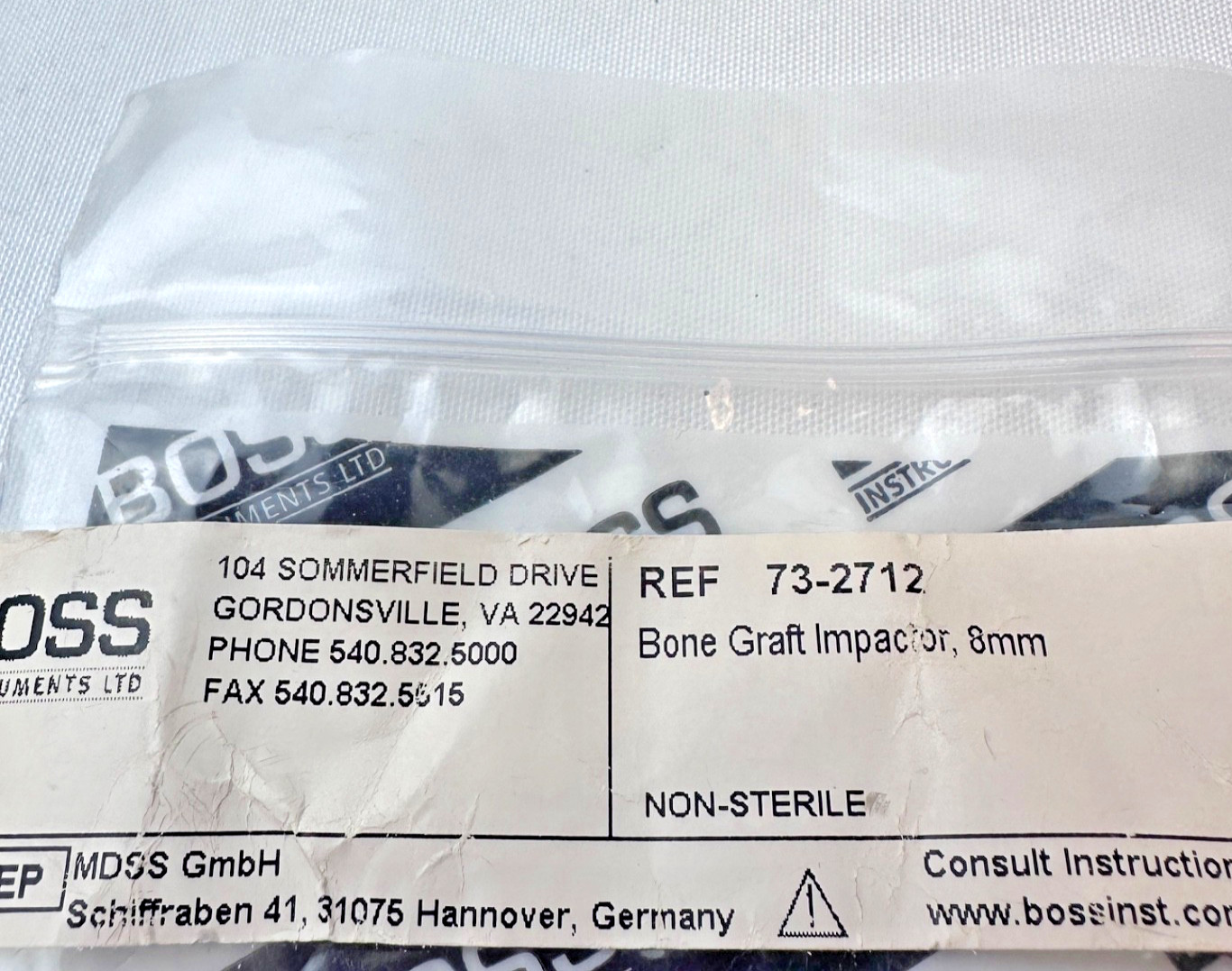 Boss Instruments 73-2712 Bone Graft Impactor 8mm Orthopedic