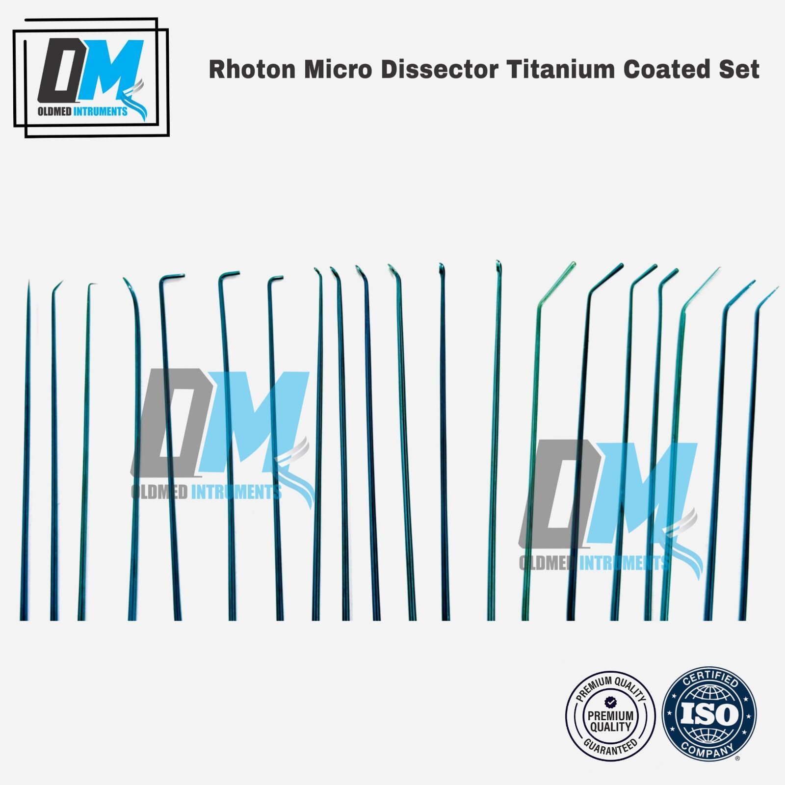 Rhoton Micro Dissector Neurosurgical Expanded 20 PCs Set Blue Titanium Coated A+