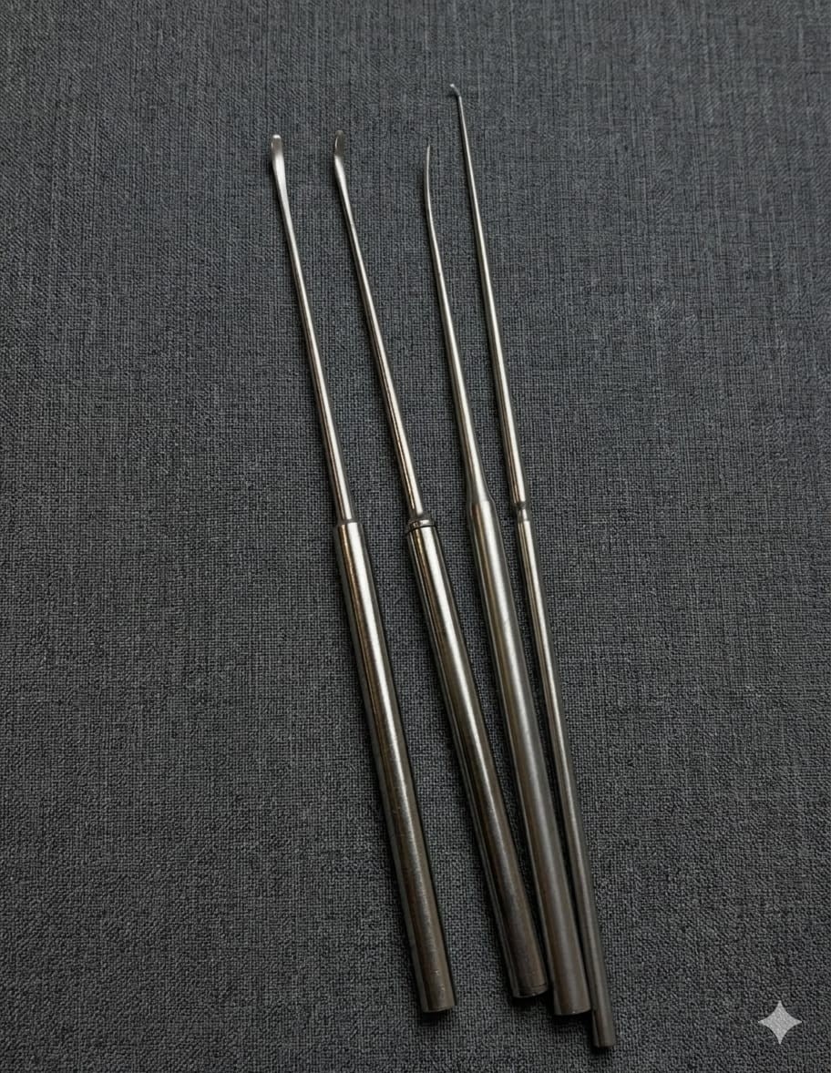Set of 4 Aesculap Codman Penfield Dissectors & Hook Probe Neurology Orthopedics