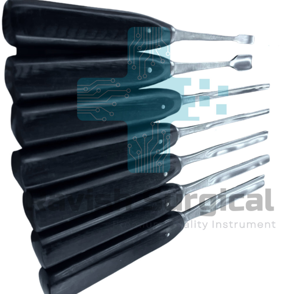 LEXER Gouge Curved and Straight with Teflon Handle 7 Pcs Set)Orthopedic Surgical