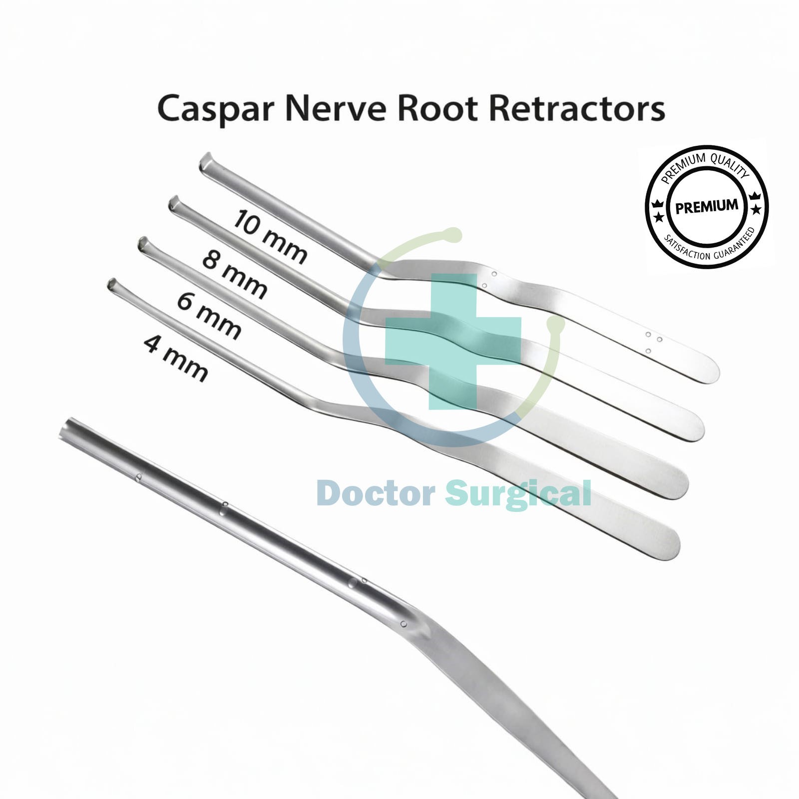 Caspar Nerve Root Retractor Bayonet Shaft 4,6,8,10 mm 4 PCs Set