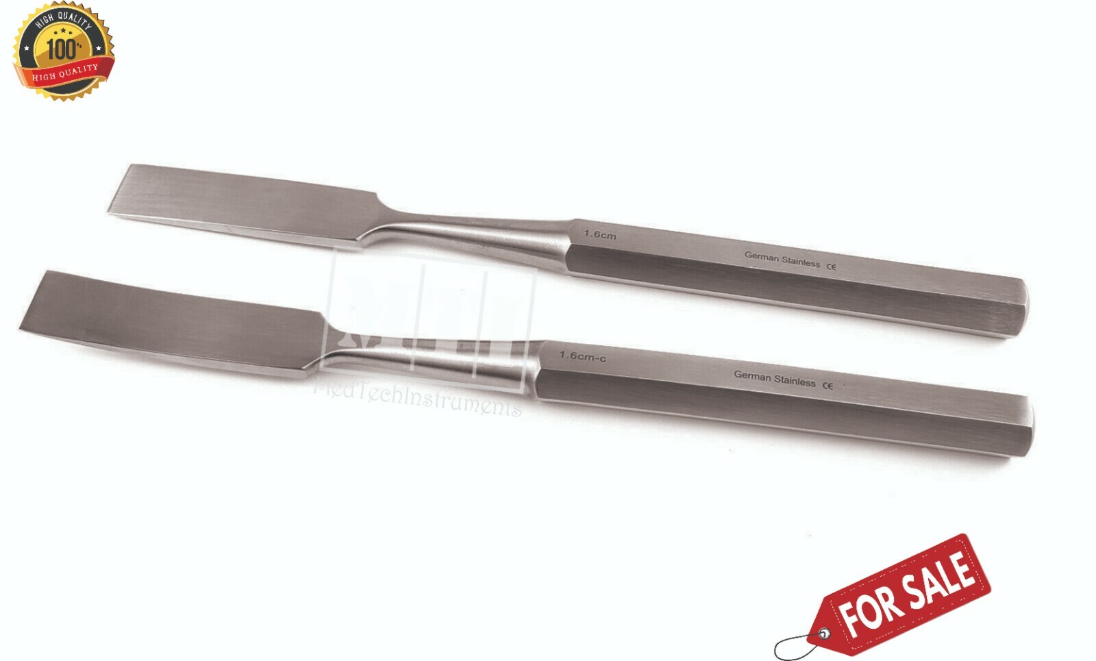 2 Surgical Hibbs Chisel 1.6 cm Curved & Straight Orthopedic Instruments German