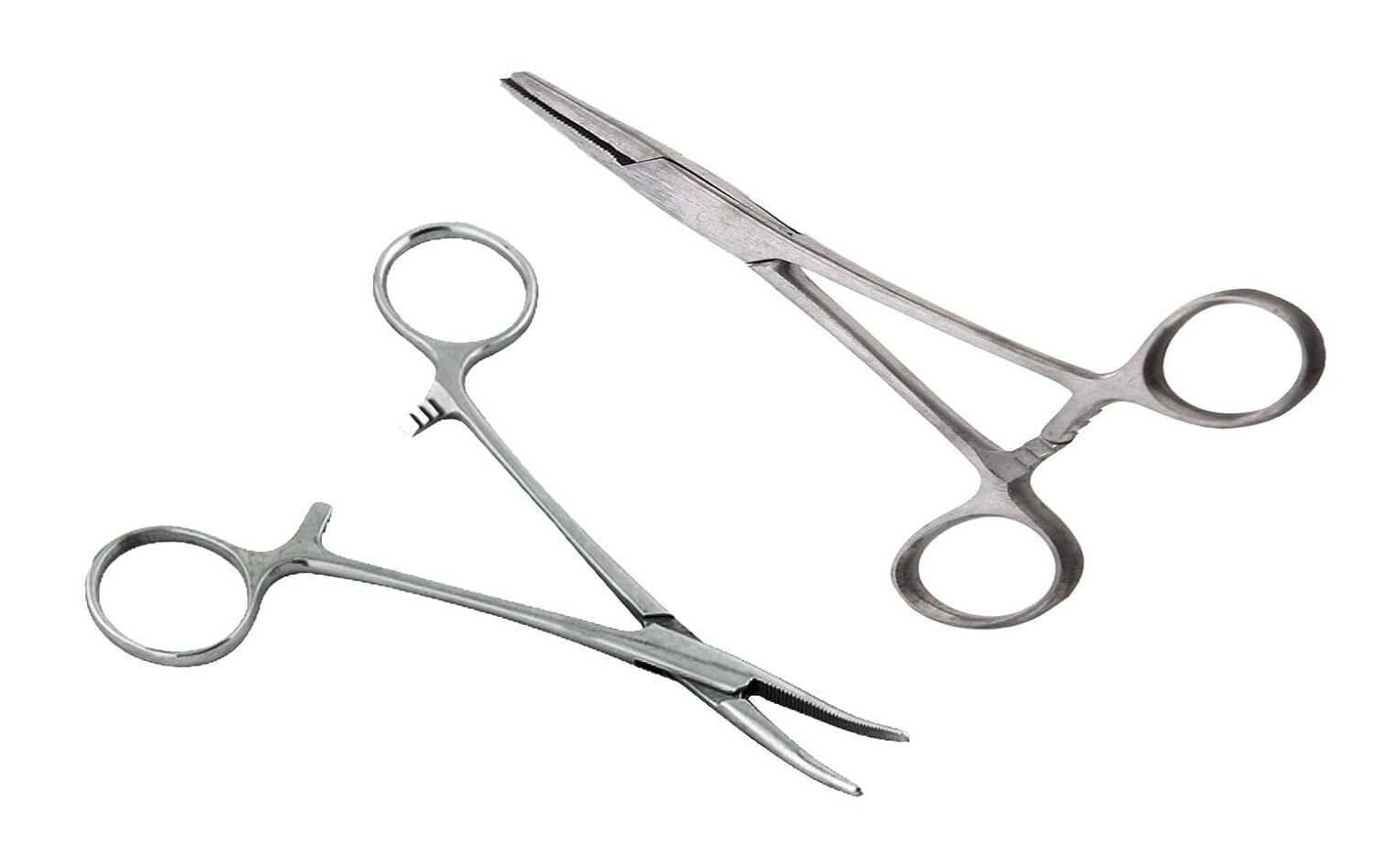 6.25″ Straight & Curved Hemostat Forceps Set, Locking Tweezer Cl