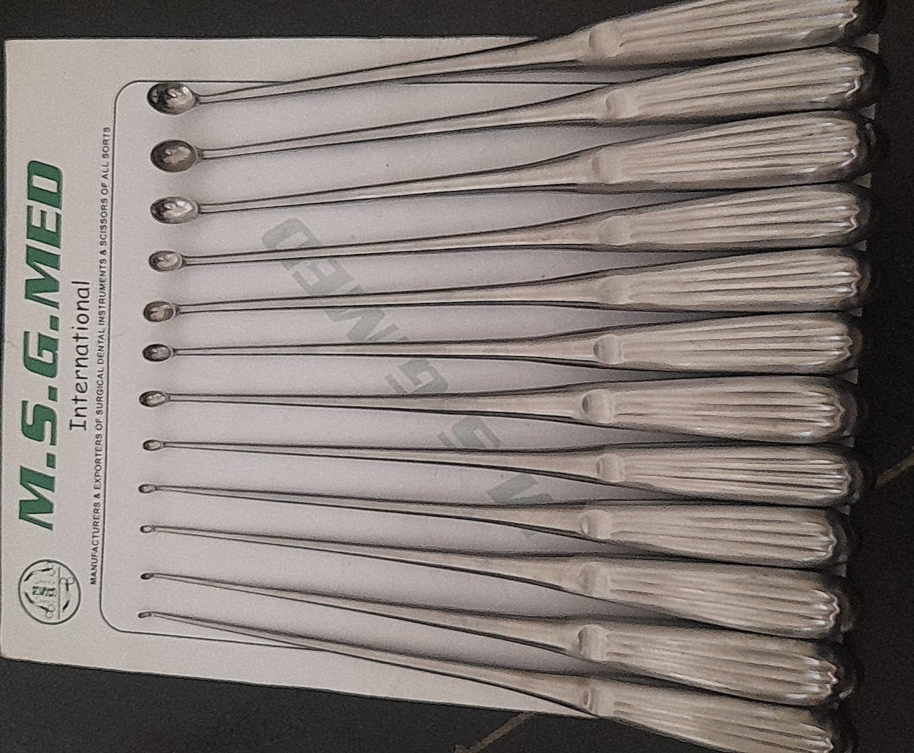 Spinal Brun Curettes 9″/230mm Str/Cvd Orthopedic bone Curette Stainless 10PC Set
