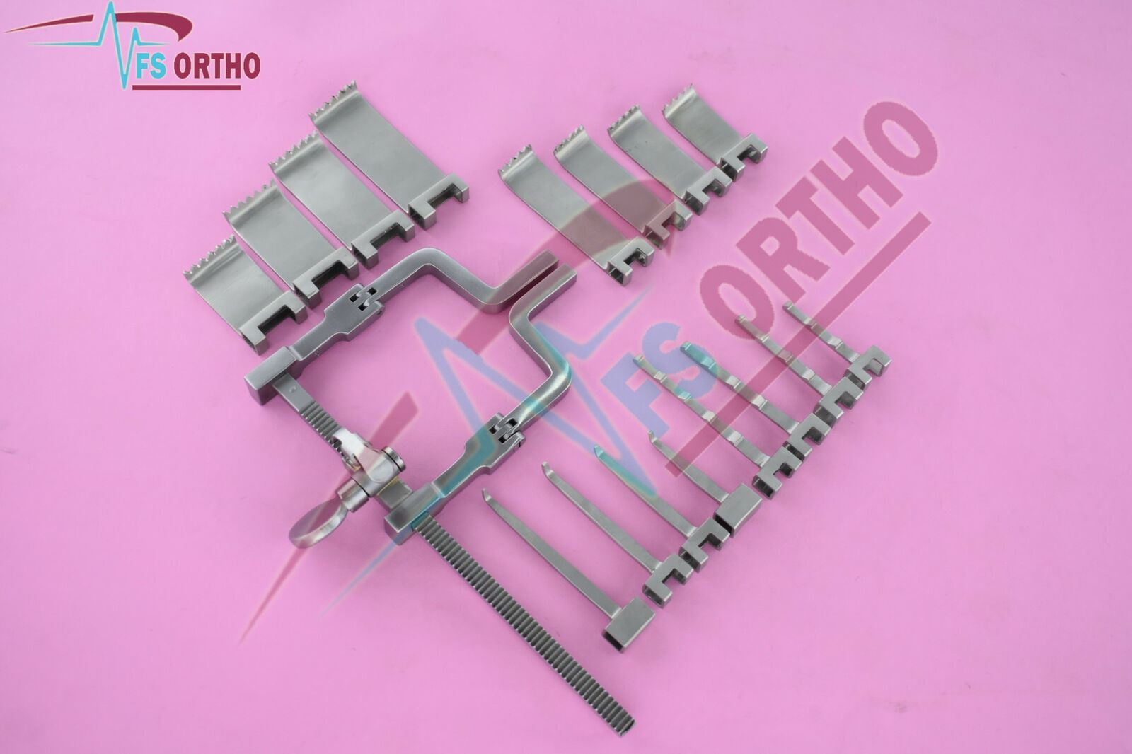 McChuloch Hinged Arms Retractor Set with 16 PCs Blades + Retractor Orhopedic