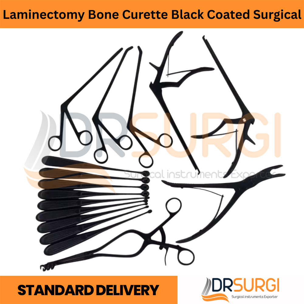 Laminectomy Bone Curette Black Coated Surgical Orthopedics Instruments 16 PCS
