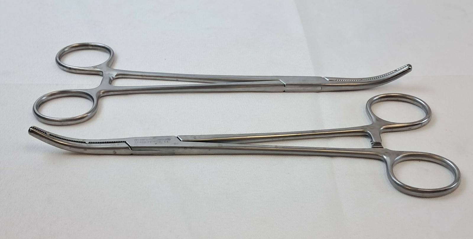 Lot of 2 KLS Martin 13-615-21, Heany Hysterectomy Forceps / Clamp, 8-1/2in.