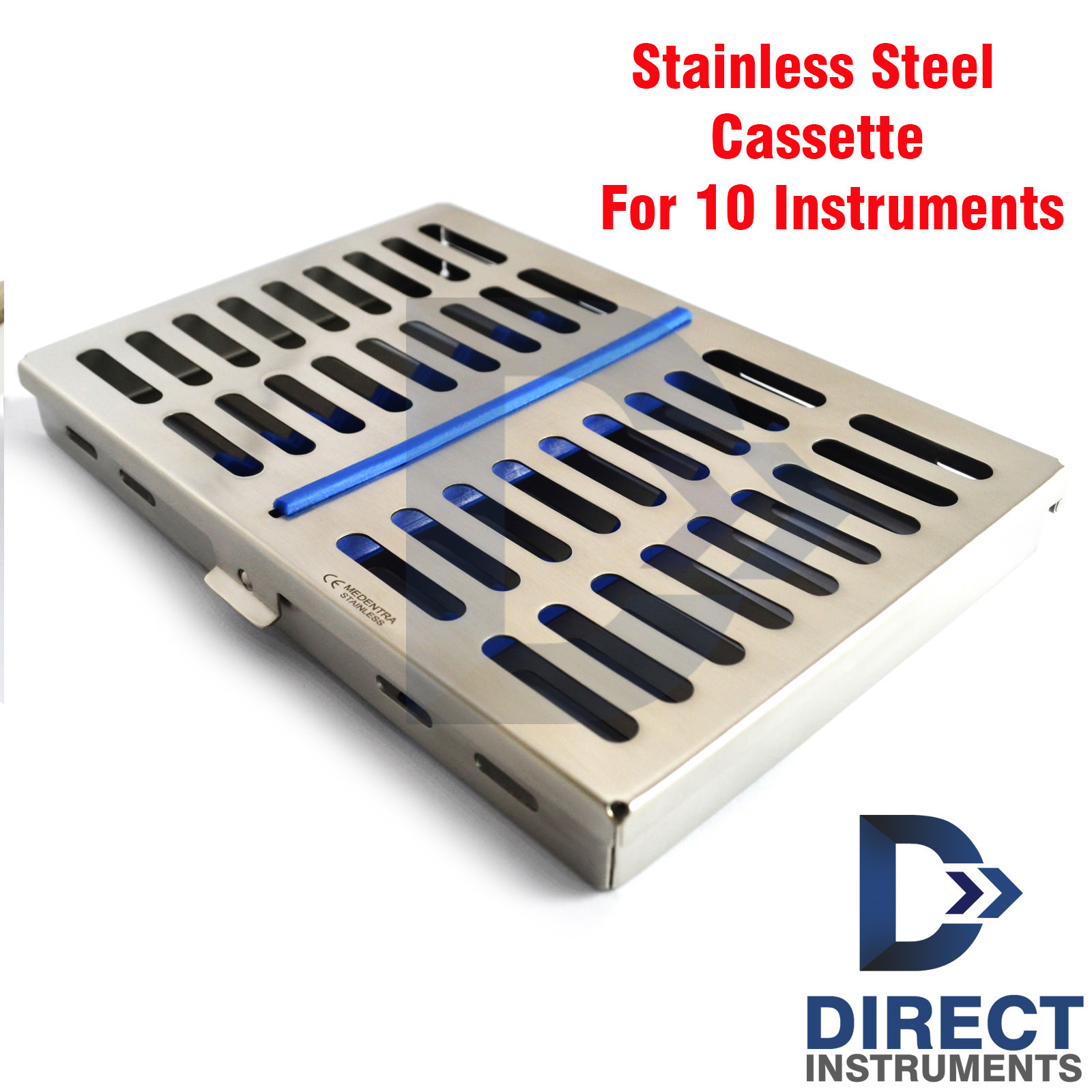 Dental Stainless Steel Sterilization Cassette Tray Rack Box – For 10 Instruments