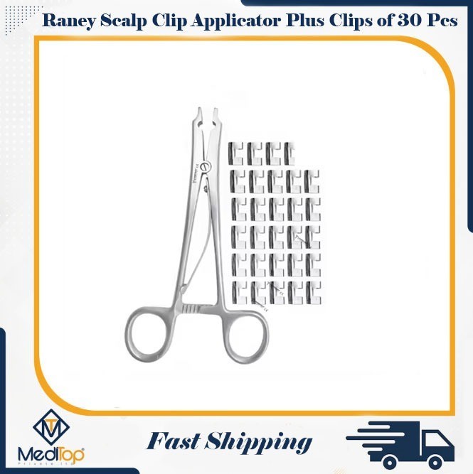 Raney Scalp Clip Applicator Plus Surgical Instruments Orthopedic 30 Pcs Clips