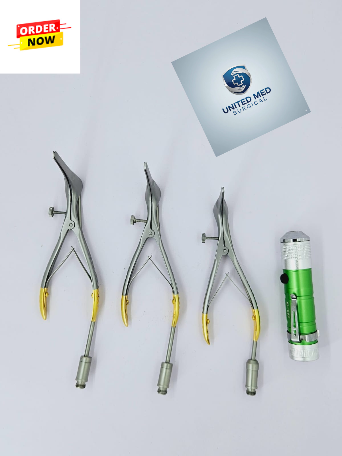 Cottle Nasal Speculum 55,65,75 mm With Fiber Optic Light Guide 4 PCs Set