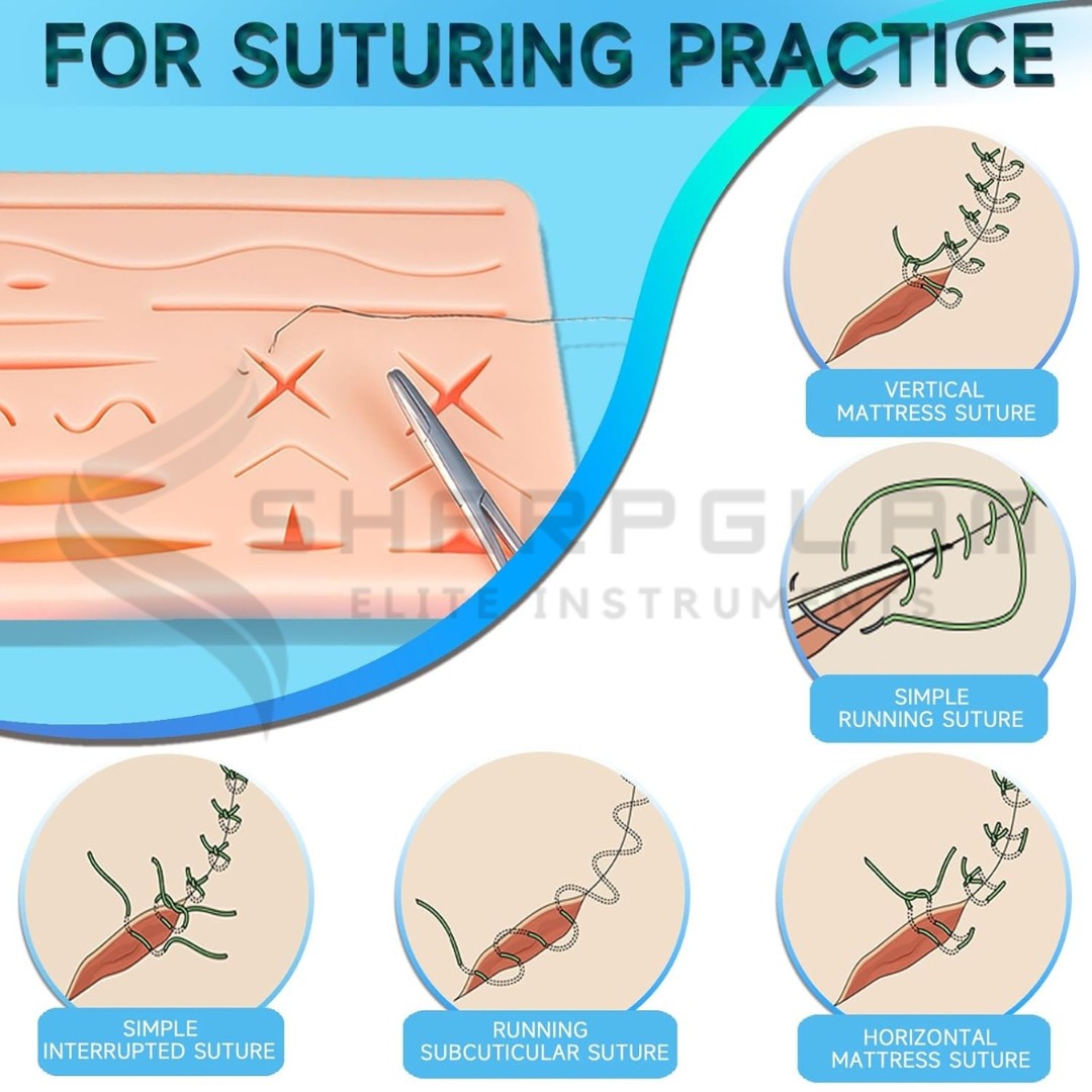 Suture Practice Kit 20pcs Silicone Pad + Tools Threads for Medical Students