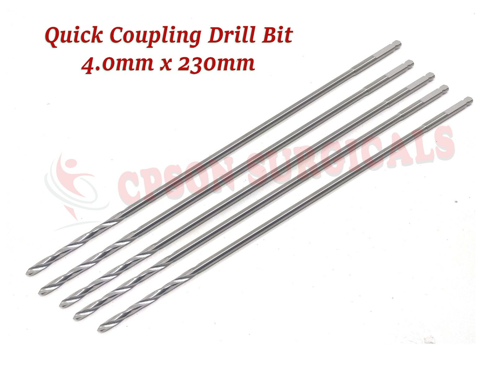 Quick Coupling Drill Bit 4.0mm x 230mm Veterinary Surgical SS Instrument