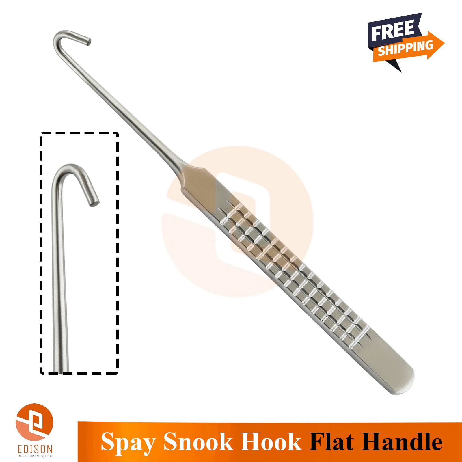 Veterinary Spay Snook Hook With Flat Handle Surgical Snook Hook Dog & Cat Spying