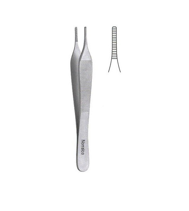 Ewald-Hudson Dressing Forceps, 4.75″, Straight, Serrated Tips, Premium