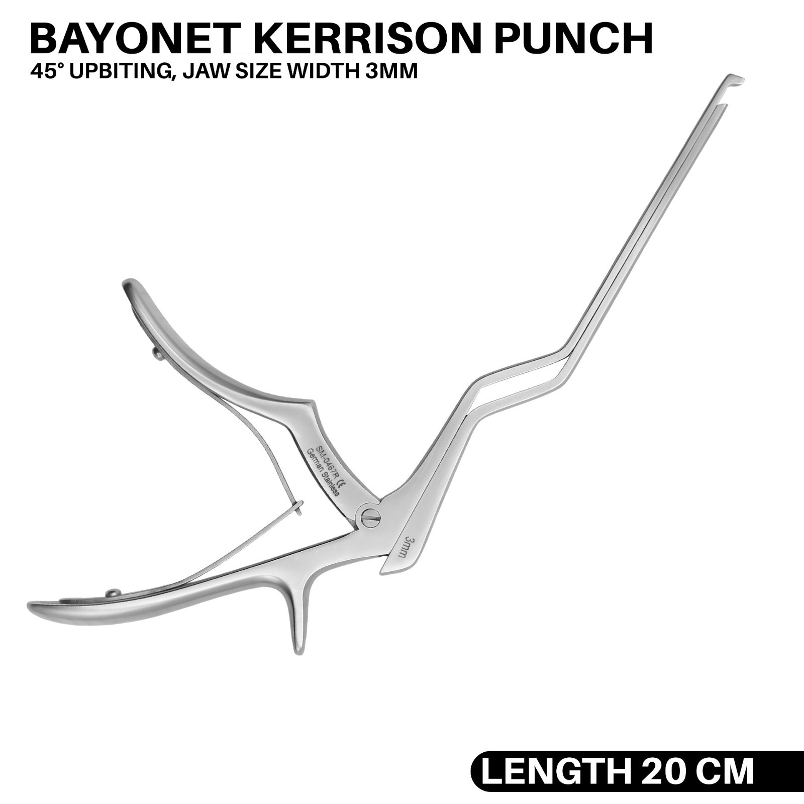 Kerrison Bayonet Punch 45° upbiting 3 mm Jaw Size Orthopedic Instrument German