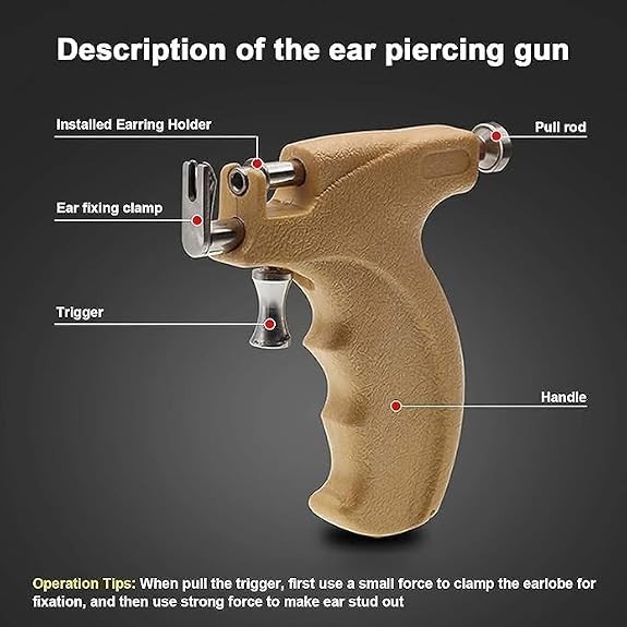 Professional Ear Piercing Gun Set Stainless Steel with 2, 3, 4 & 5mm Stud Holder