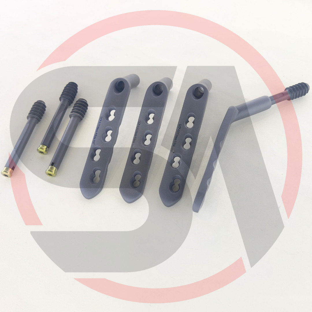 DHS Safety Locking 4.5/5.0mm Plates 3 Holes with Leg Screws 8 Pcs Set Titanium