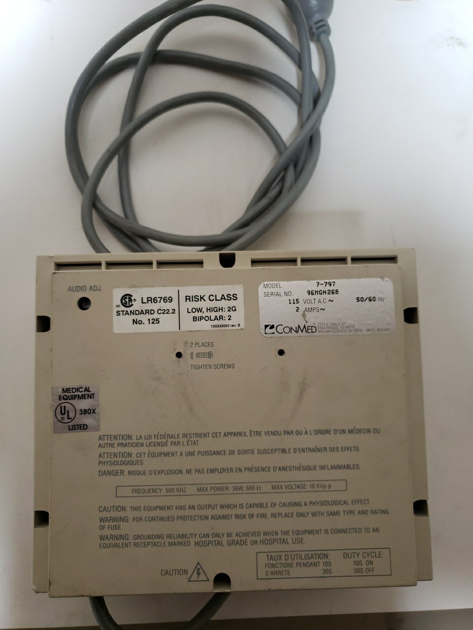 Birtcher Medical Hyfrecator Plus. No Handpiece. Model7-797