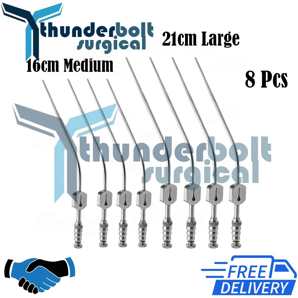 Fukushima Teardrop Suction Tube Fr 6,8,10,12 Medium & Large 8 PCs Set Surgical S
