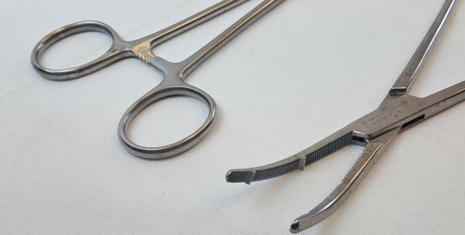Lot of 2 KLS Martin 13-615-21, Heany Hysterectomy Forceps / Clamp, 8-1/2in.
