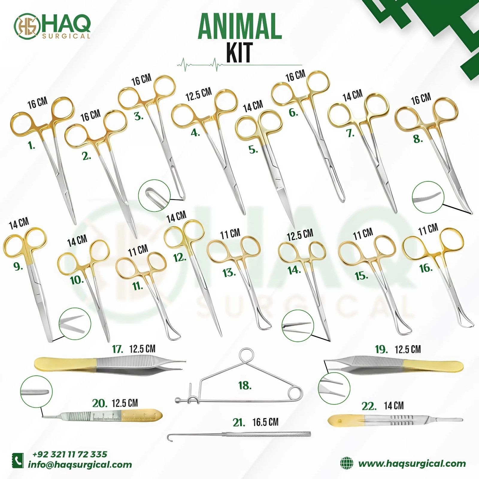 22pc Surgical Veterinary Instrument General Surgery Spay Pack Animal Surgery Kit